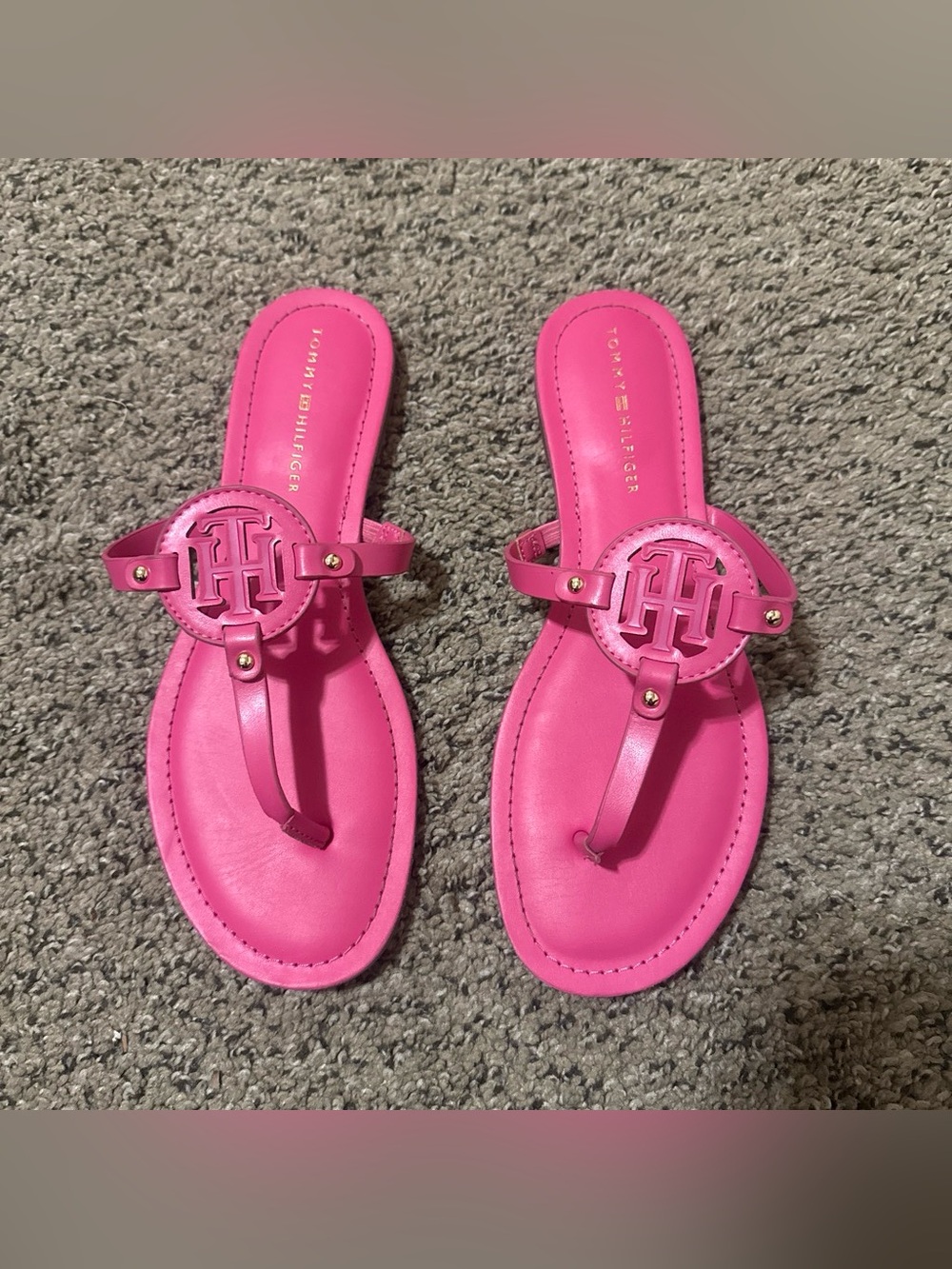 Tommy Hilfiger Hot Pink Logo Thong Sandals